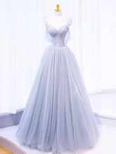 Silver Grey Tulle See Thrugh Illusion Prom Dress Sweet 16 Dress - DollyGown